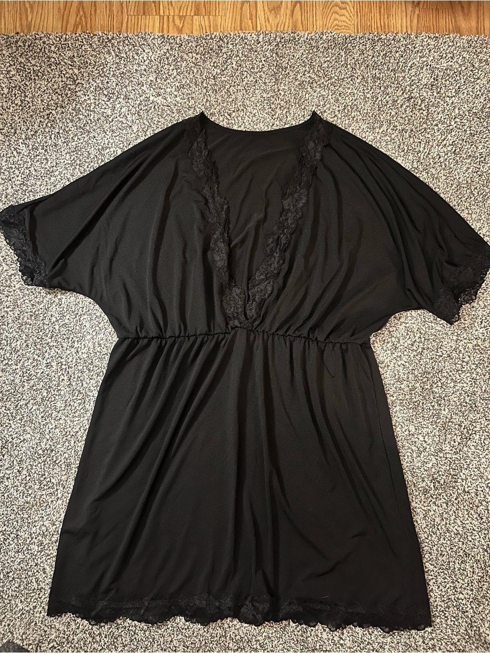 Black Lace-Trim Sleep Tunic - Women Intimates & Sleepwear N100